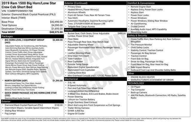 2019 RAM 1500 Big Horn/Lone Star Crew Cab 4x4 5'7' Box