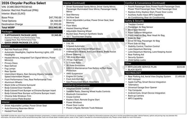 2026 Chrysler Pacifica PACIFICA SELECT AWD