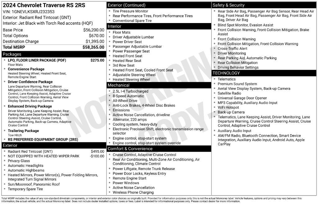 2024 Chevrolet Traverse RS