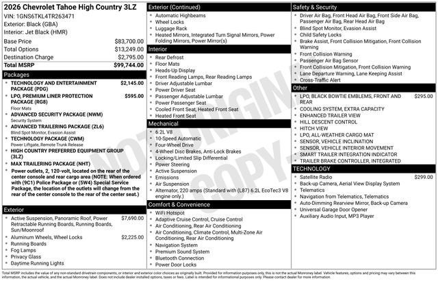 2026 Chevrolet Tahoe High Country