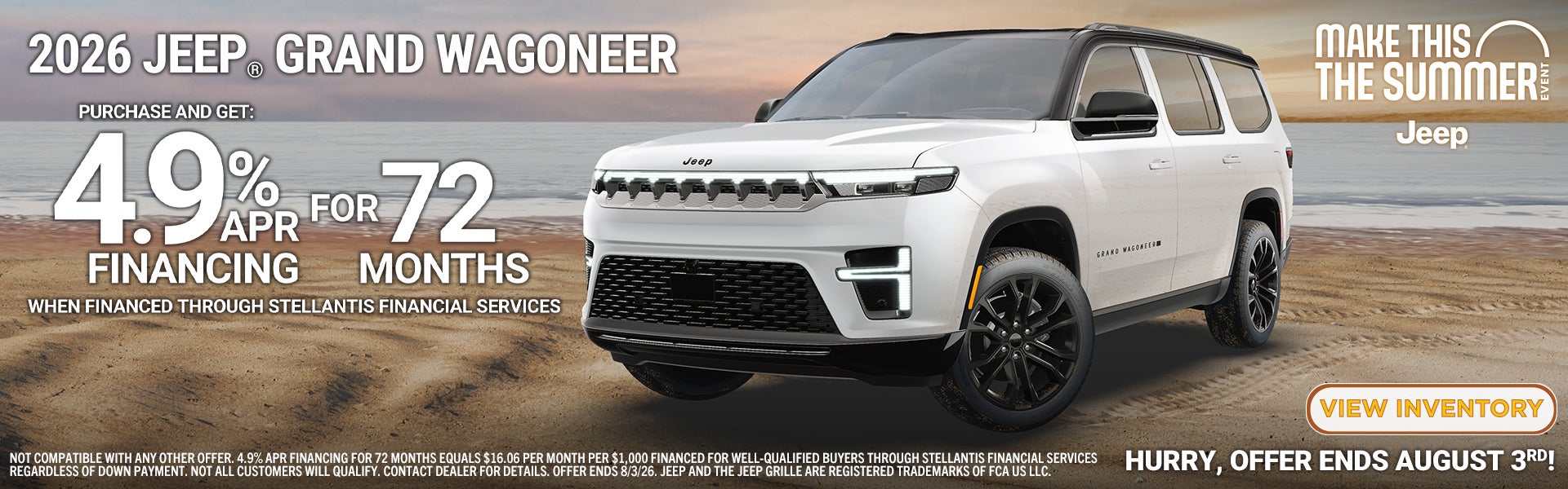 2026 Jeep Grand Wagoneer offer with 4.9% APR financing for 7