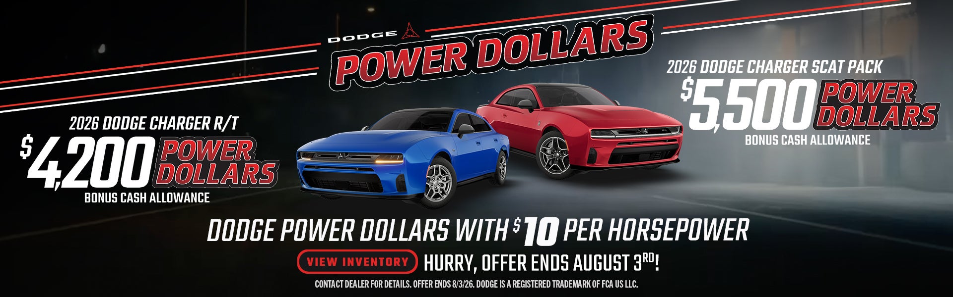 2026 Dodge Charger offer with up to $5,500 in Power Dollars 