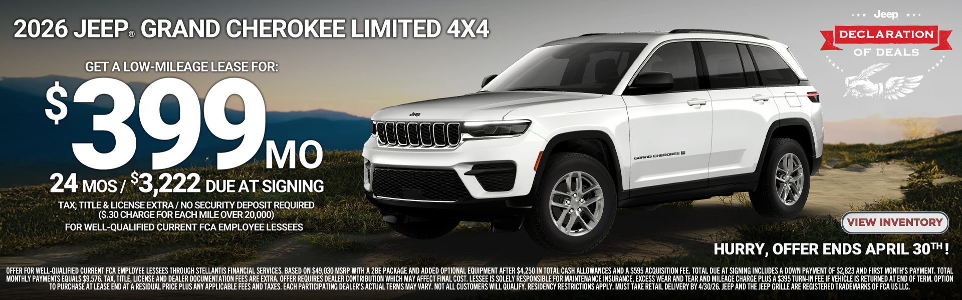 2026 Jeep Grand Cherokee Lease Special